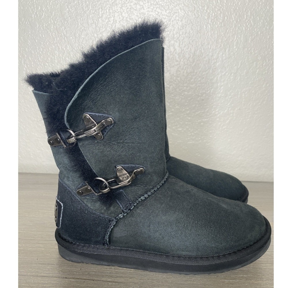 Australia Luxe Collective Renegade Grey Suede Shearling Clasp Boots Womens 6